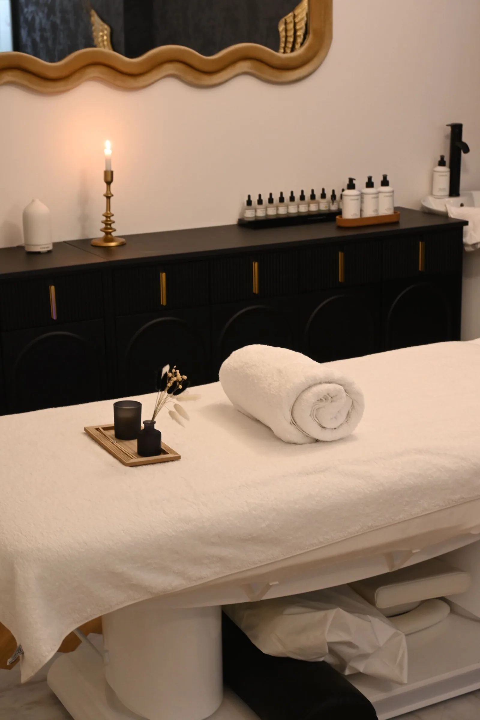 A treatment room prepared for a quiet appointment